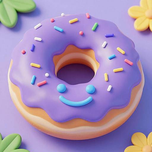 Whimsical Purple Glazed Donut Delight