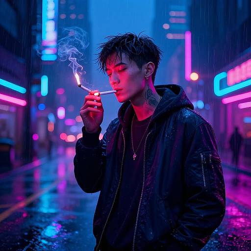 Cyberpunk Morty Neon Smoking