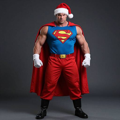 Muscular Santa as Superman