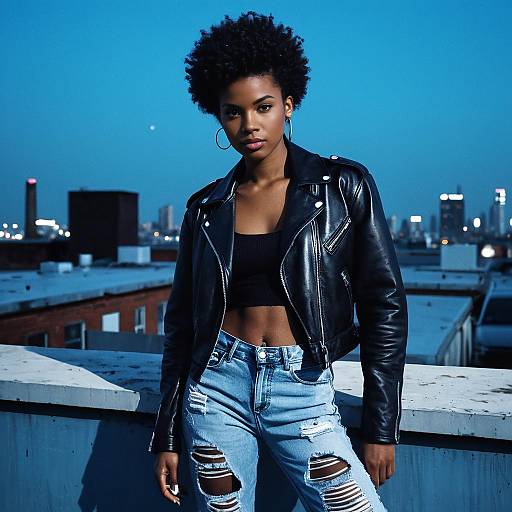 Fashionable Afro Woman on Rooftop