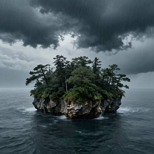 Island Calm Amidst Violent Storm