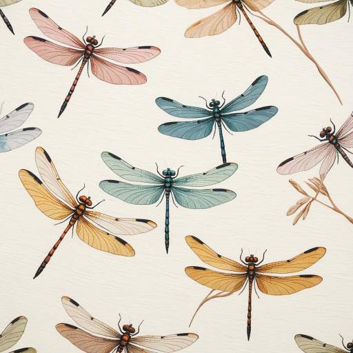 Delicate Dragonflies Over Pastel Waves