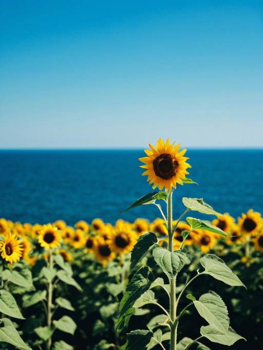 Sunflower Field by the Ocean