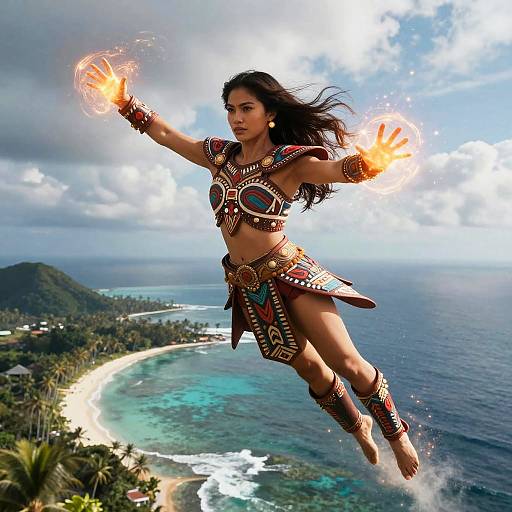 Filipina Superhero Above Tropical Isles