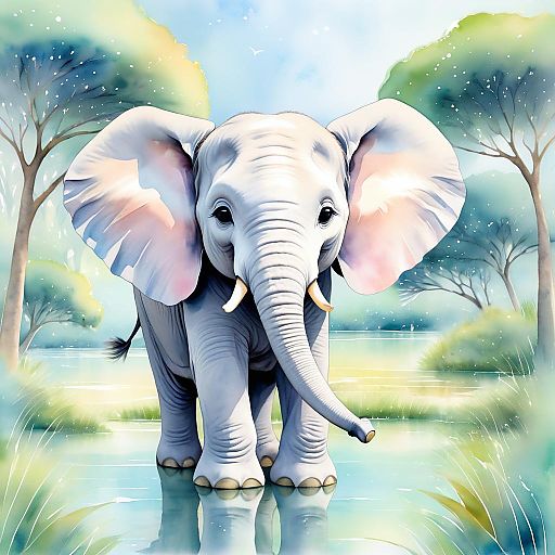 Enchanting Elephant in a Whimsical Landscape Enchanting Elephant in a Whimsical Landscape