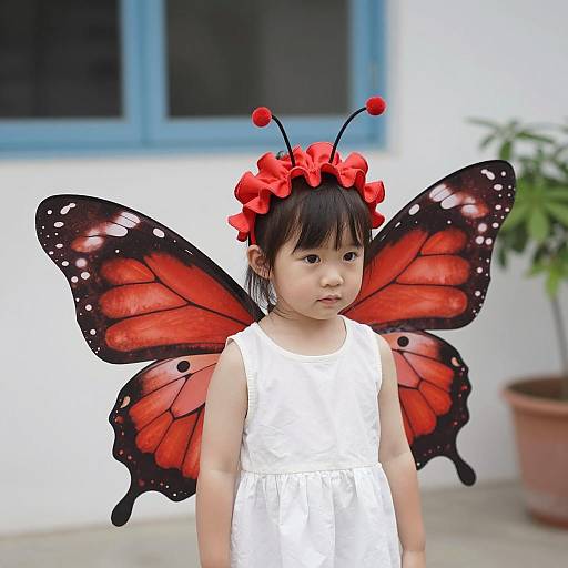 Charming Child in Red Butterfly Costume