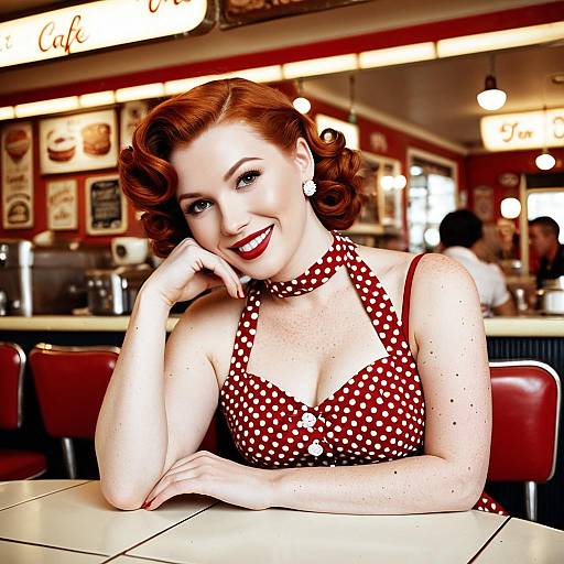 Vintage 1950s Pin-Up Cafe Scene