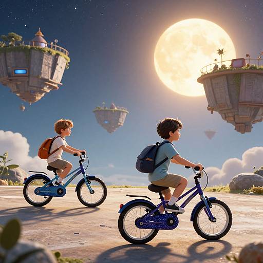 Children Biking on Stardust Floating Islands