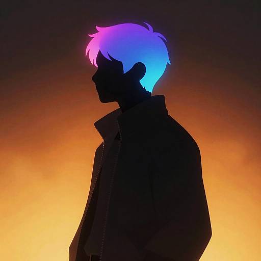 Glowing Multicolor Silhouetted Figure