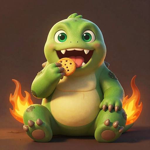 Happy Forest Giant Creature Eating Cookie