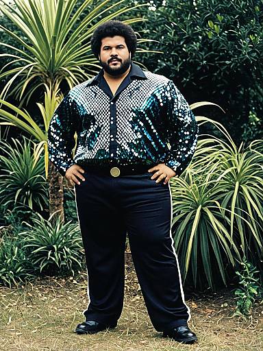 Plus Size Man in Disco Costume Outdoors