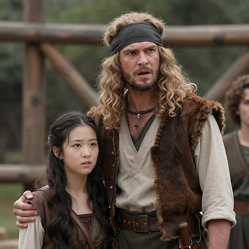 Dramatic Portrait of Two Intense Figures