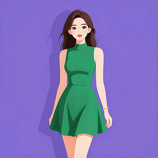 Woman in Emerald Green Sleeveless Dress