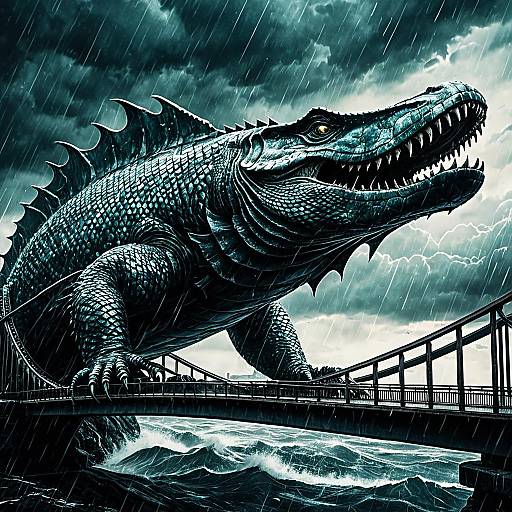 Leviathan Wrapped Around Bridge in Storm