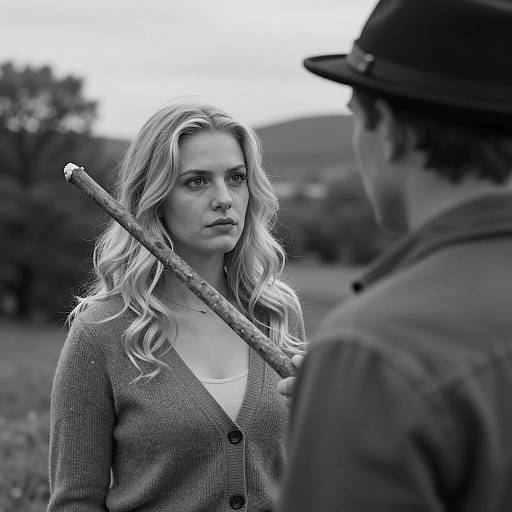 Black-and-White Portrait of a Blonde Woman