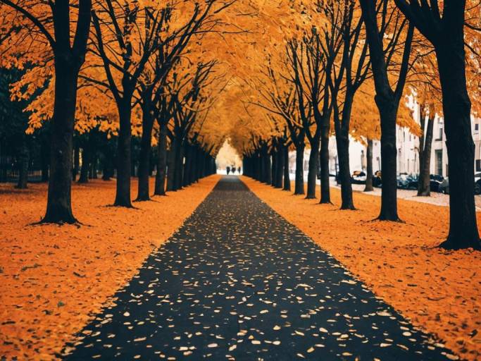 Charming Autumn Scene Wallpaper Design