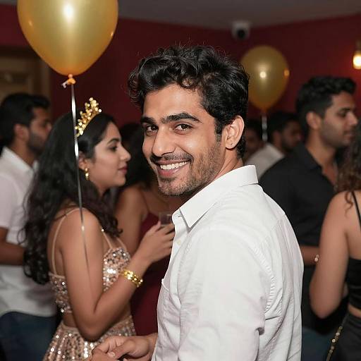 Festive Party Portrait with Smiling Man