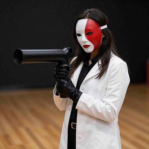 Mysterious Figure with Black Pipe in Coats