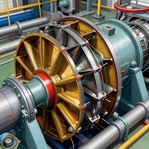 Cutaway Pelton Wheel Hydroelectric Generator