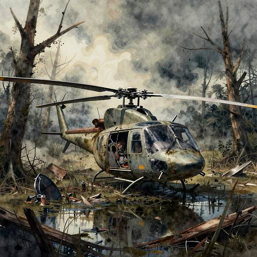 Post-Apocalyptic Helicopter Wreck Scene