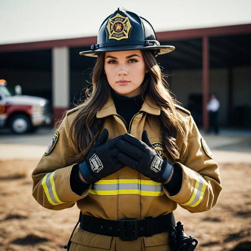 Female Firefighter in Uniform Outdoors
