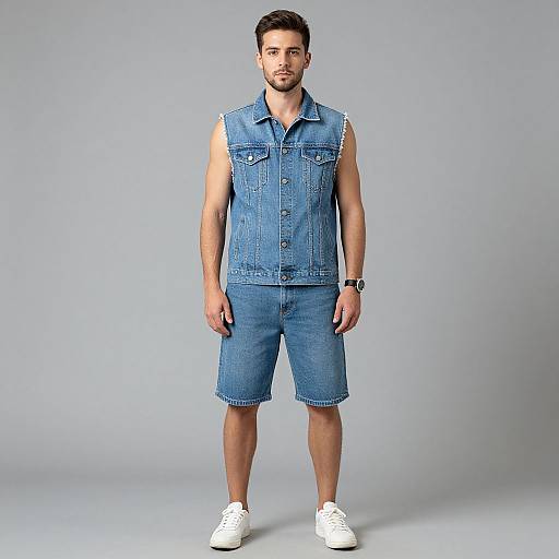 Realistic Short Man in Denim Costume
