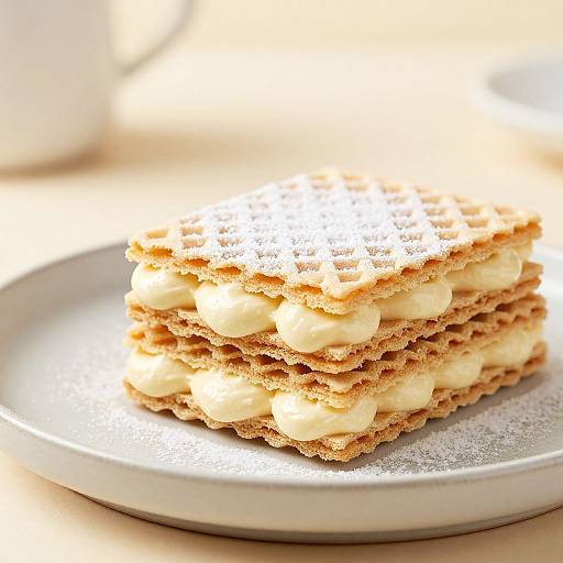 Cream-Filled Wafer on Ceramic Plate