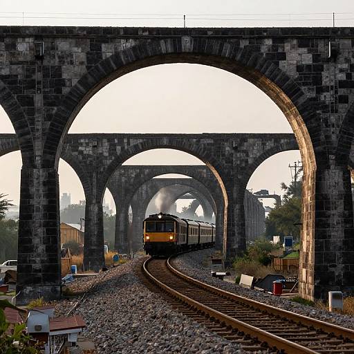 Train Through Infinite Stone Arches