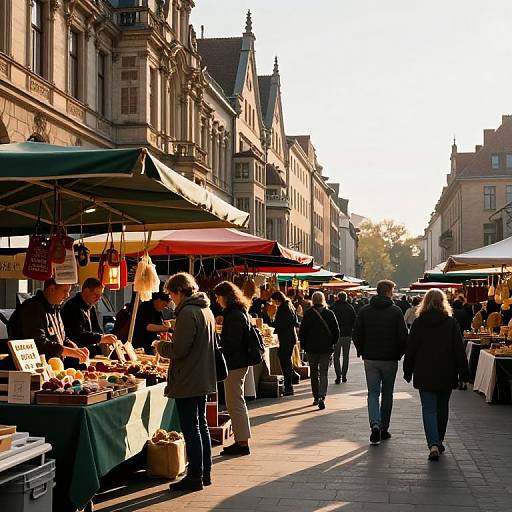 Vibrant European Street Market Dawn