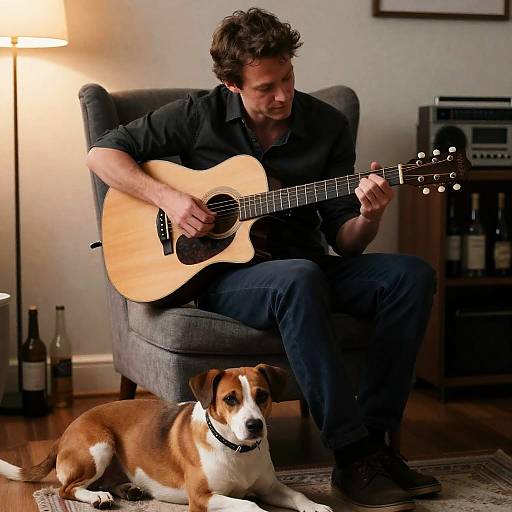 Serene Acoustic Session with Dog Companion