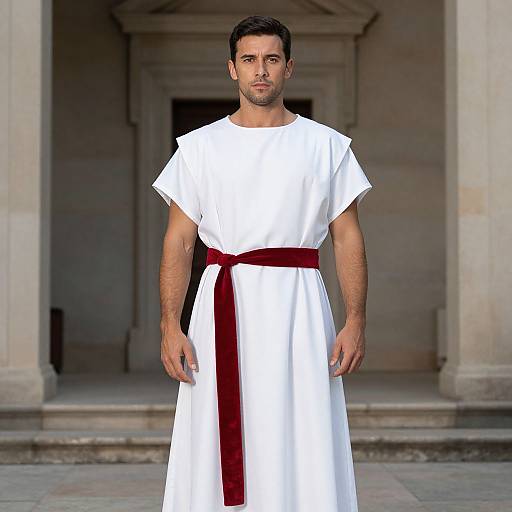 Man in Roman Costume with Red Belt