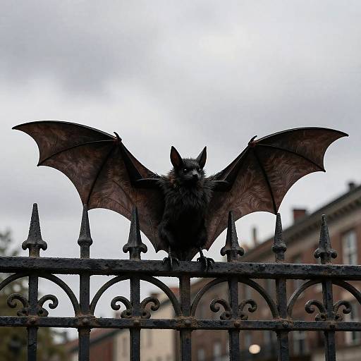 Realistic Bat Silhouette on Gothic Fence