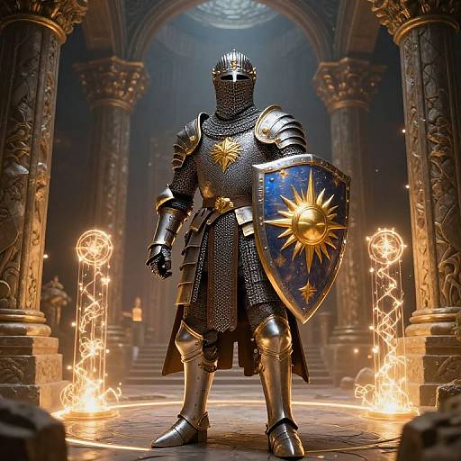 Chainmail Paladin Guarding Sacred Shrine