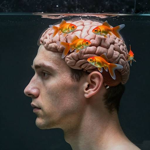Surreal Goldfish Brain Double Exposure