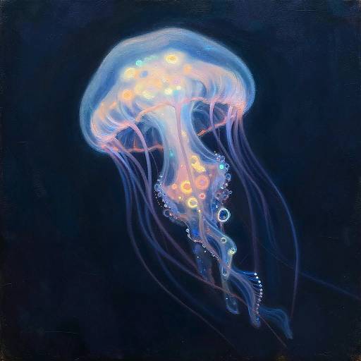 Ethereal Bioluminescent Jellyfish Painting