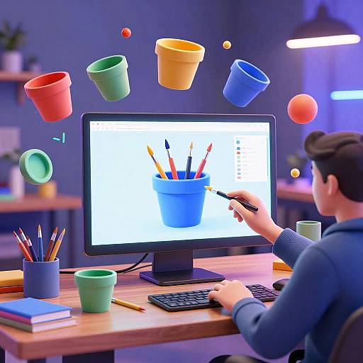 Futuristic Digital Art Studio Visualization