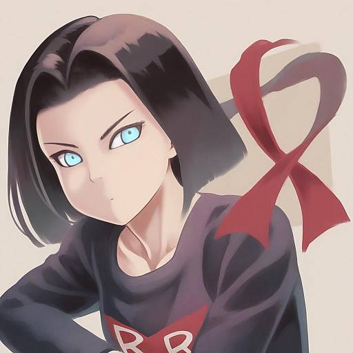 Illustration of Android 17, dragon ball in the style of Chounorin