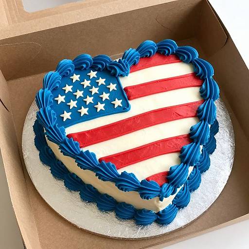 Patriotic Heart-Shaped Flag Cake
