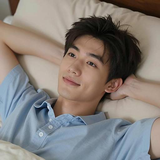 Relaxed Young Man in Dim Lighting