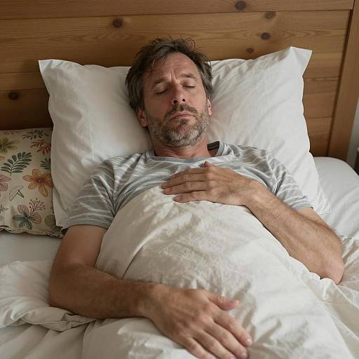 Resting Middle-Aged Man in Bed