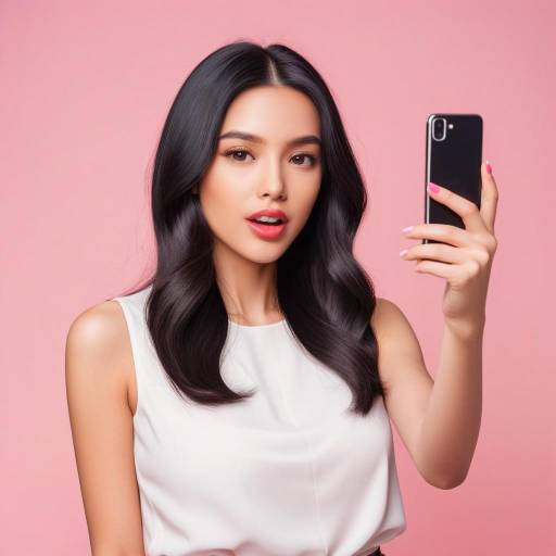 Young Woman Taking Selfie with Smartphone