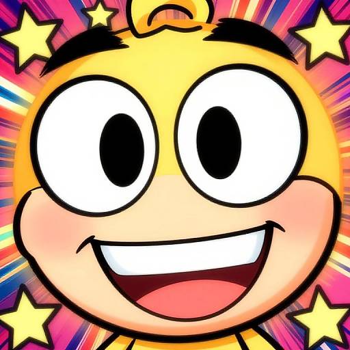 Big-Eyed Cartoon Face with Stars