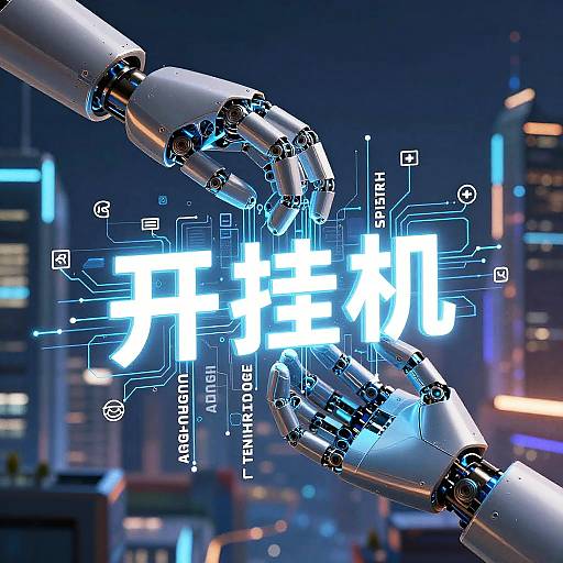 Futuristic AI Icon Creation Scene