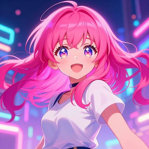 Vibrant Futuristic Anime Girl AI