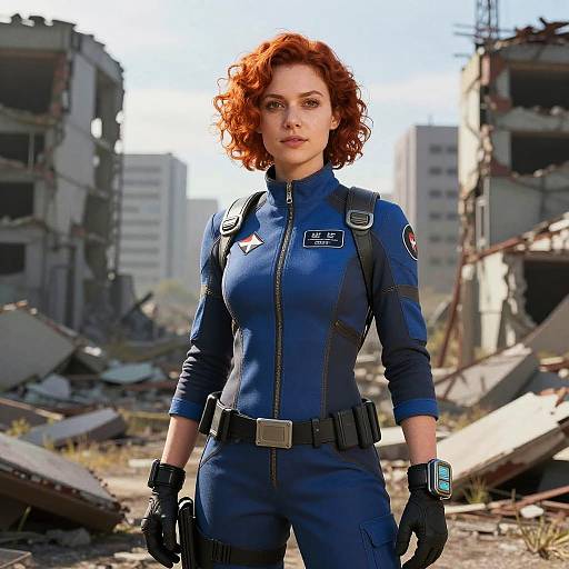 Auburn Curly Vaultsuit in Ruined City