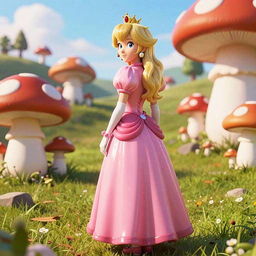 Princess in Mushroom Kingdom Landscape