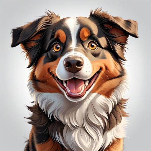 Vibrant Cartoon Australian Shepherd Illustration