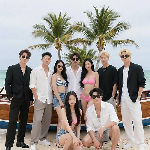 Vibrant Group Photo by the Island