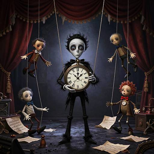 Clockwork Marionette Holding Cracked Pocket Watch
