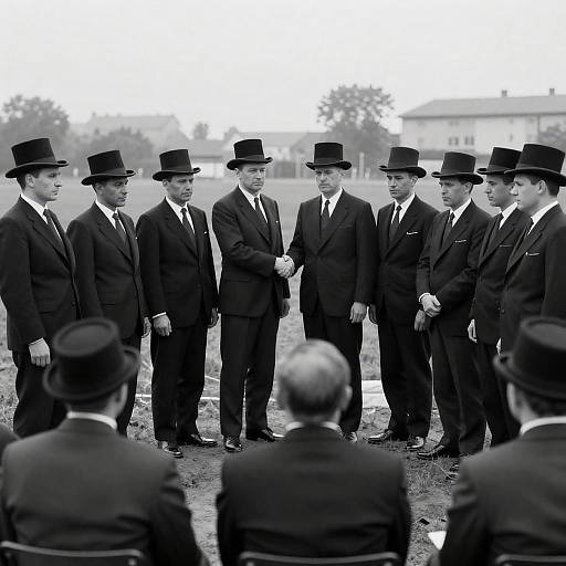 Men in Top Hats Shaking Hands